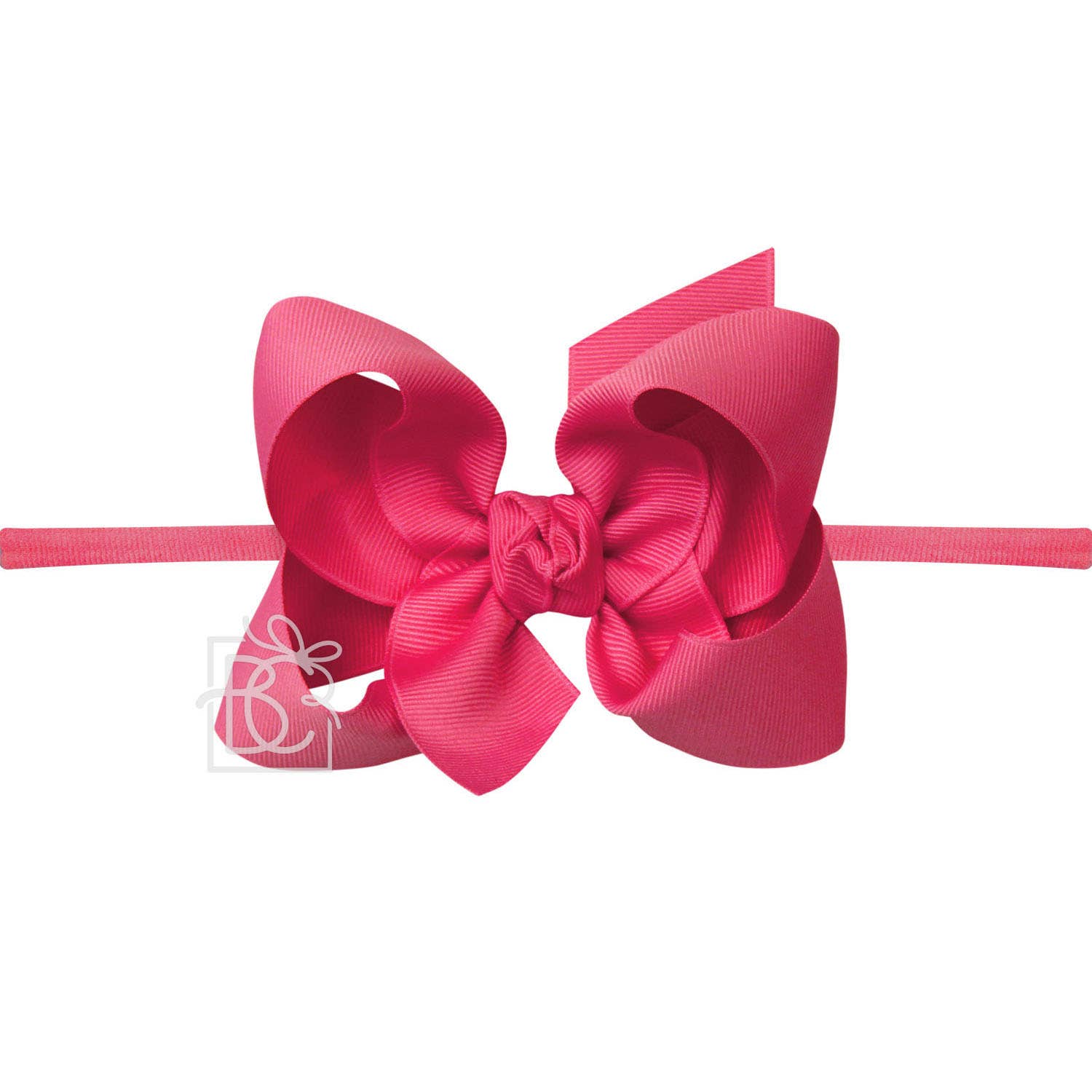 1/4" PANTYHOSE HEADBAND W/SIGNATURE GROSGRAIN BOW: 4.5" Large / FUCHSIA