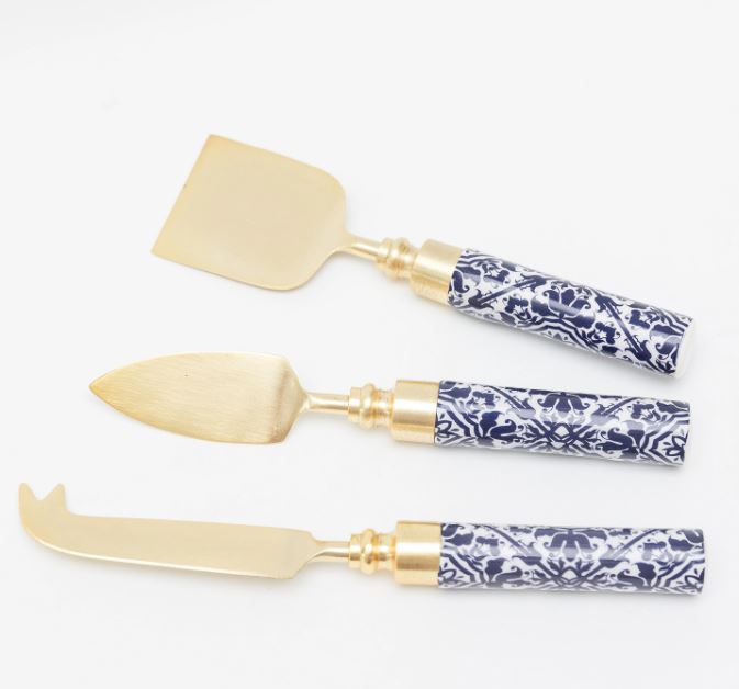Gold and Blue Cheese Knife Set