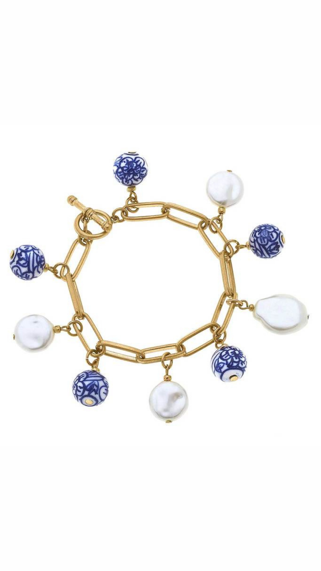 [CANVAS] Paloma Chinoiserie Charm Bracelet in Blue & White