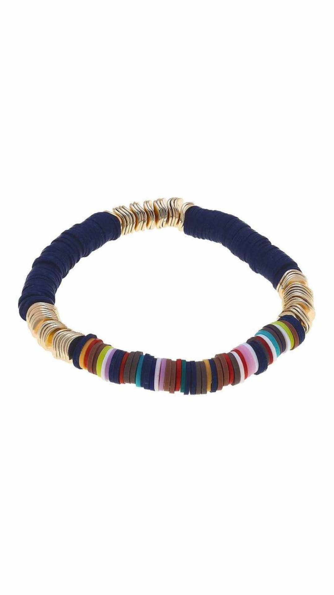 Emberly Color-Block Bracelet in Navy Autumn Multi Polymer Clay