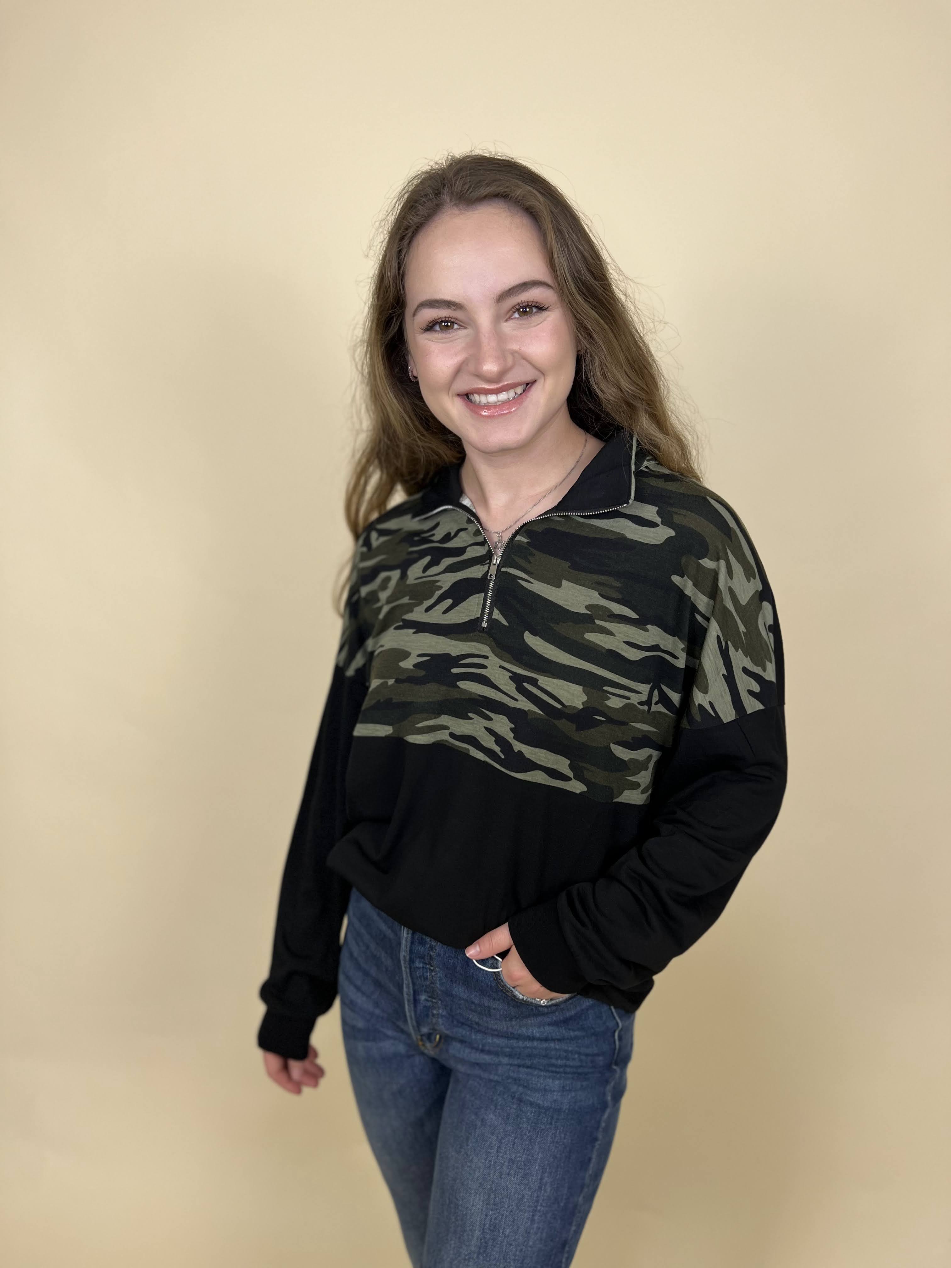 Camille Pull On Camo Top