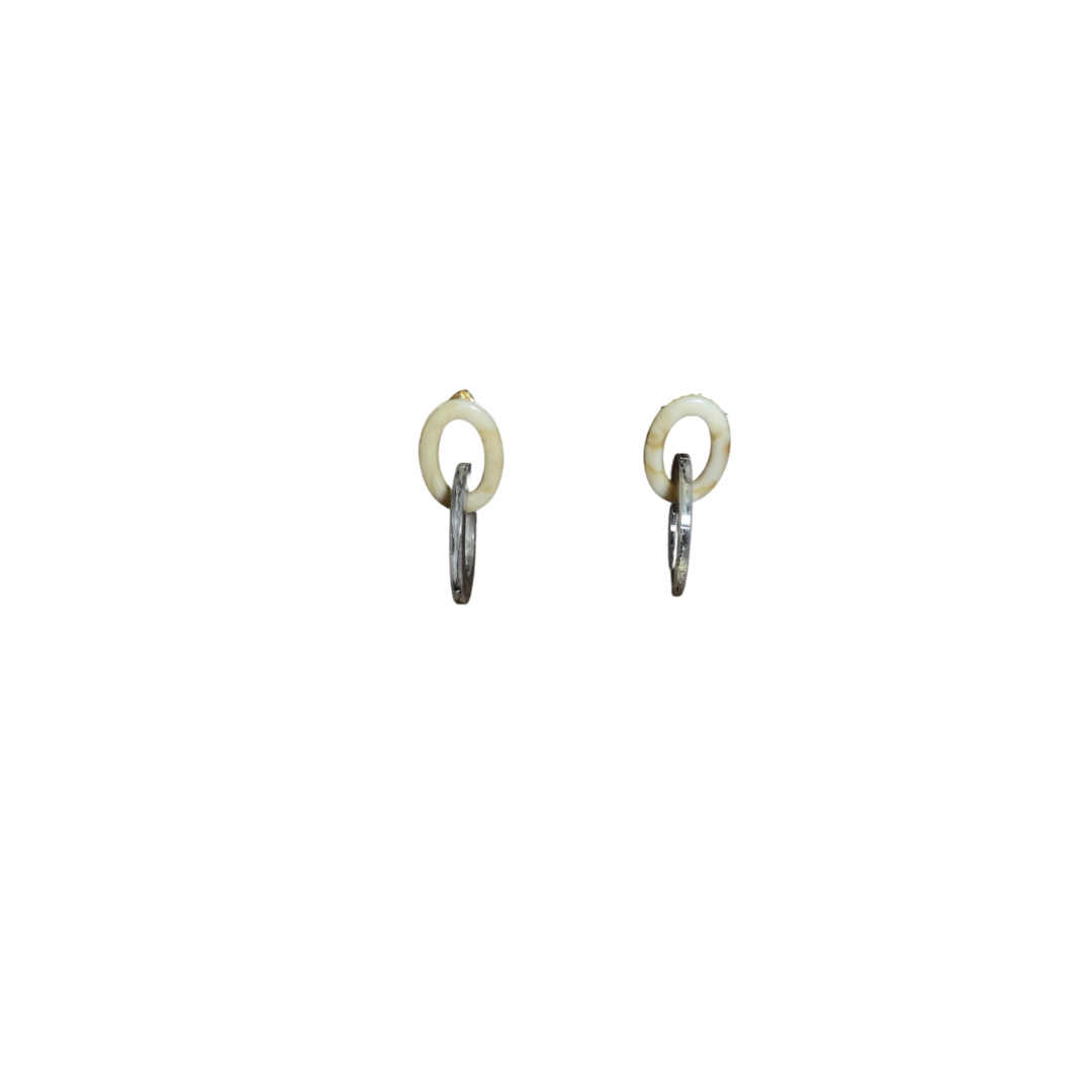 Marble Interlok Hoop Earrings