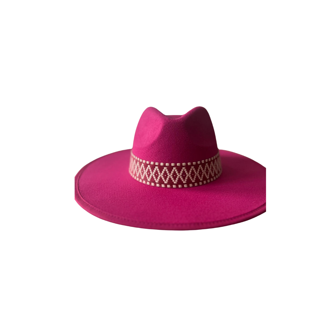 Geometric Band Fedora Hat in Pink