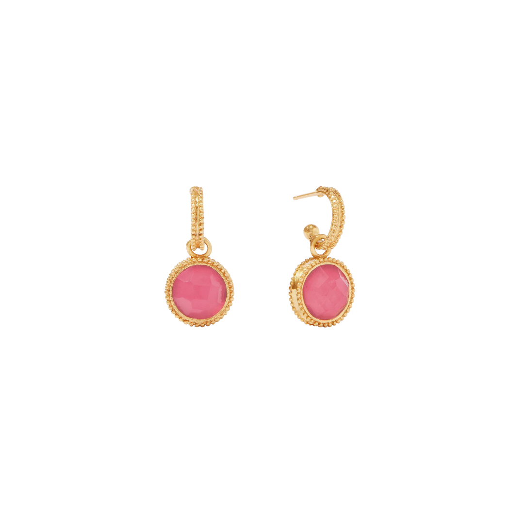 [Julie Vos] Fleur-de-Lis Hoop & Charm Earring Pink