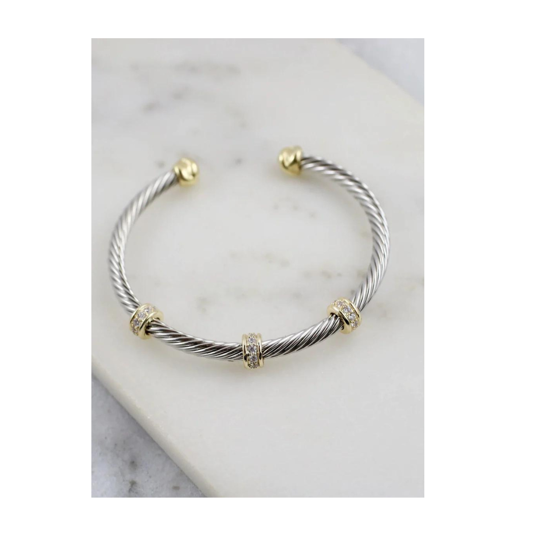 Cable Gold Silver Bangles