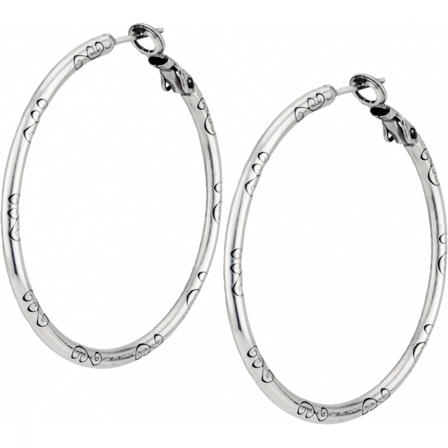 Large Earring Charm Hoops-Silver