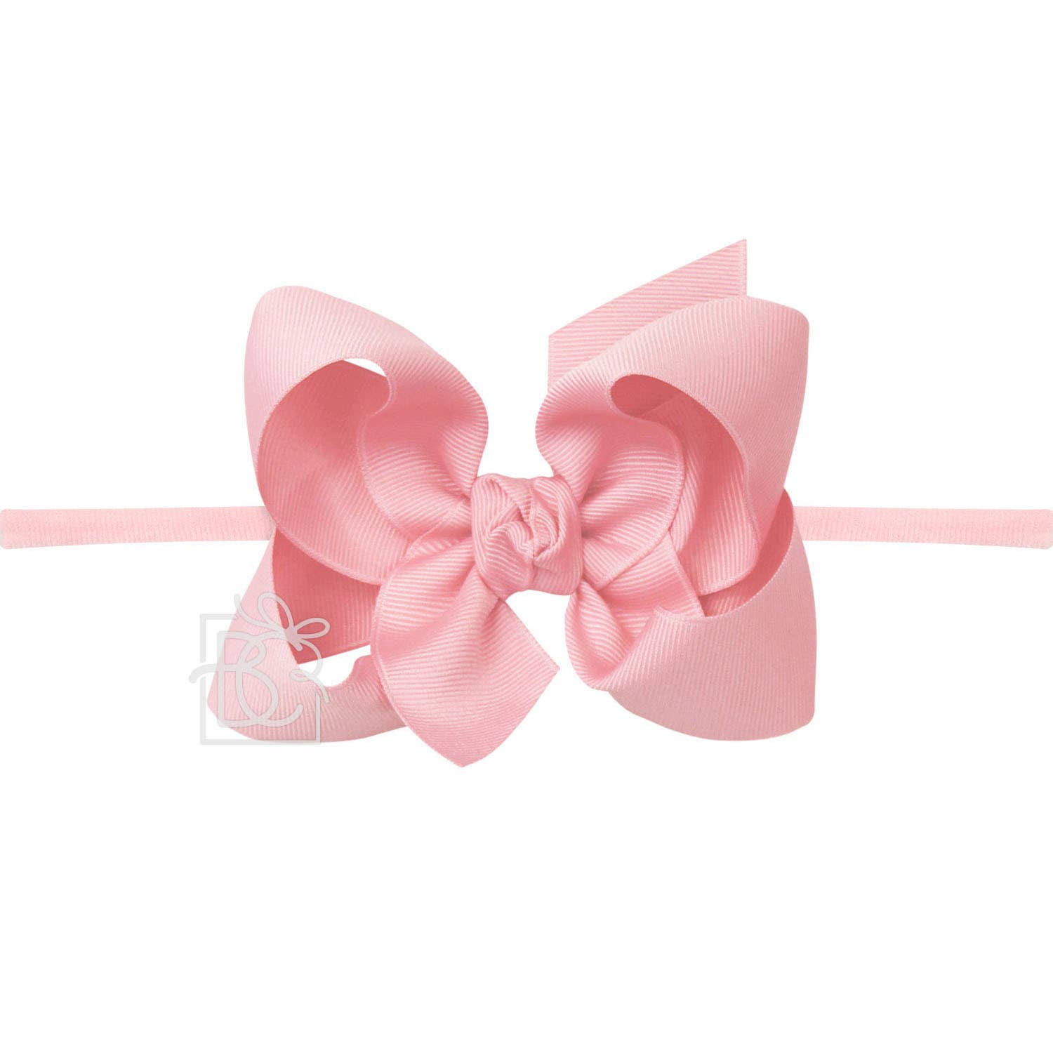 1/4" PANTYHOSE HEADBAND W/SIGNATURE GROSGRAIN BOW: 4.5" Large / PINK