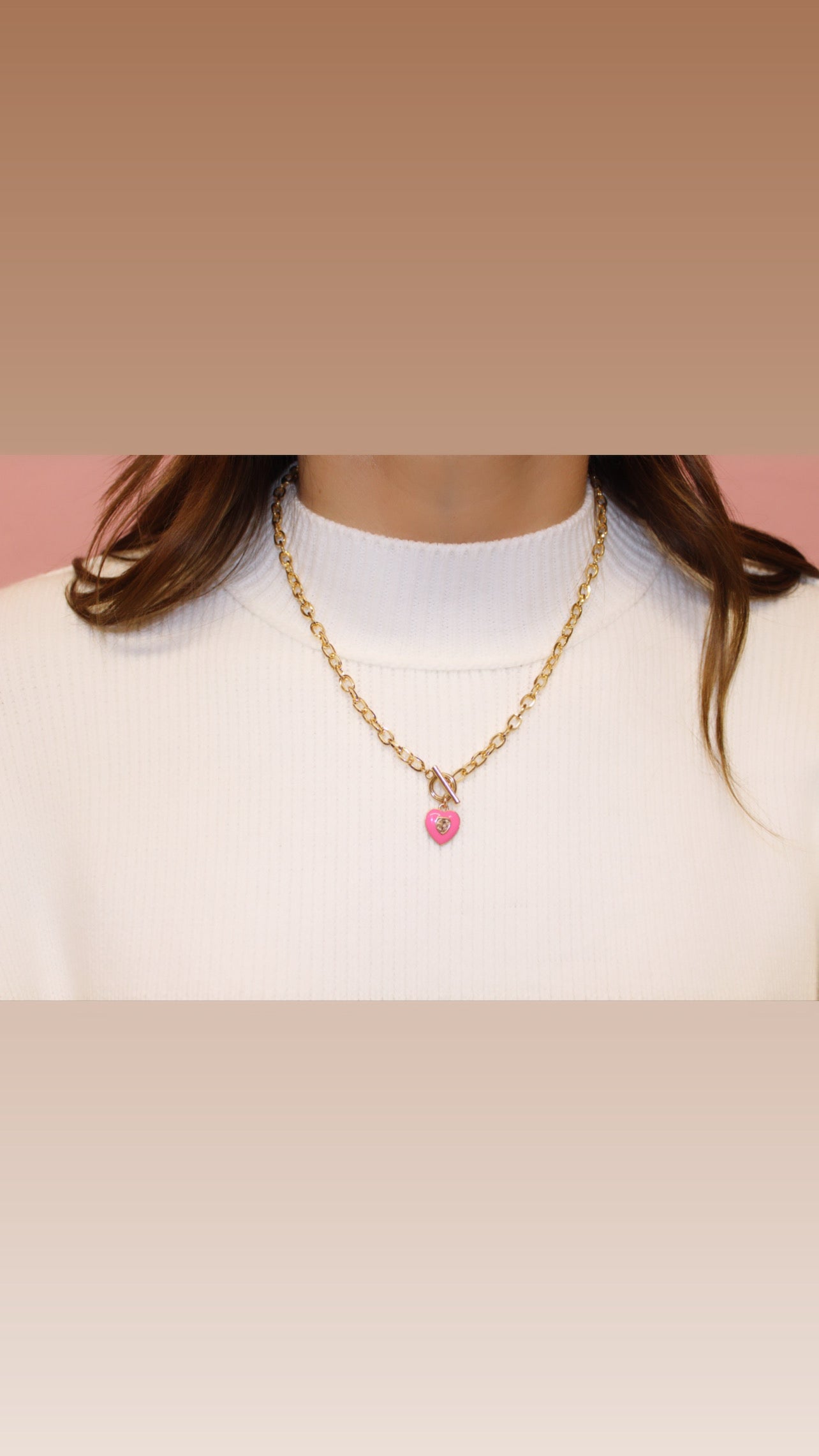 Pink Heart Chain Necklace