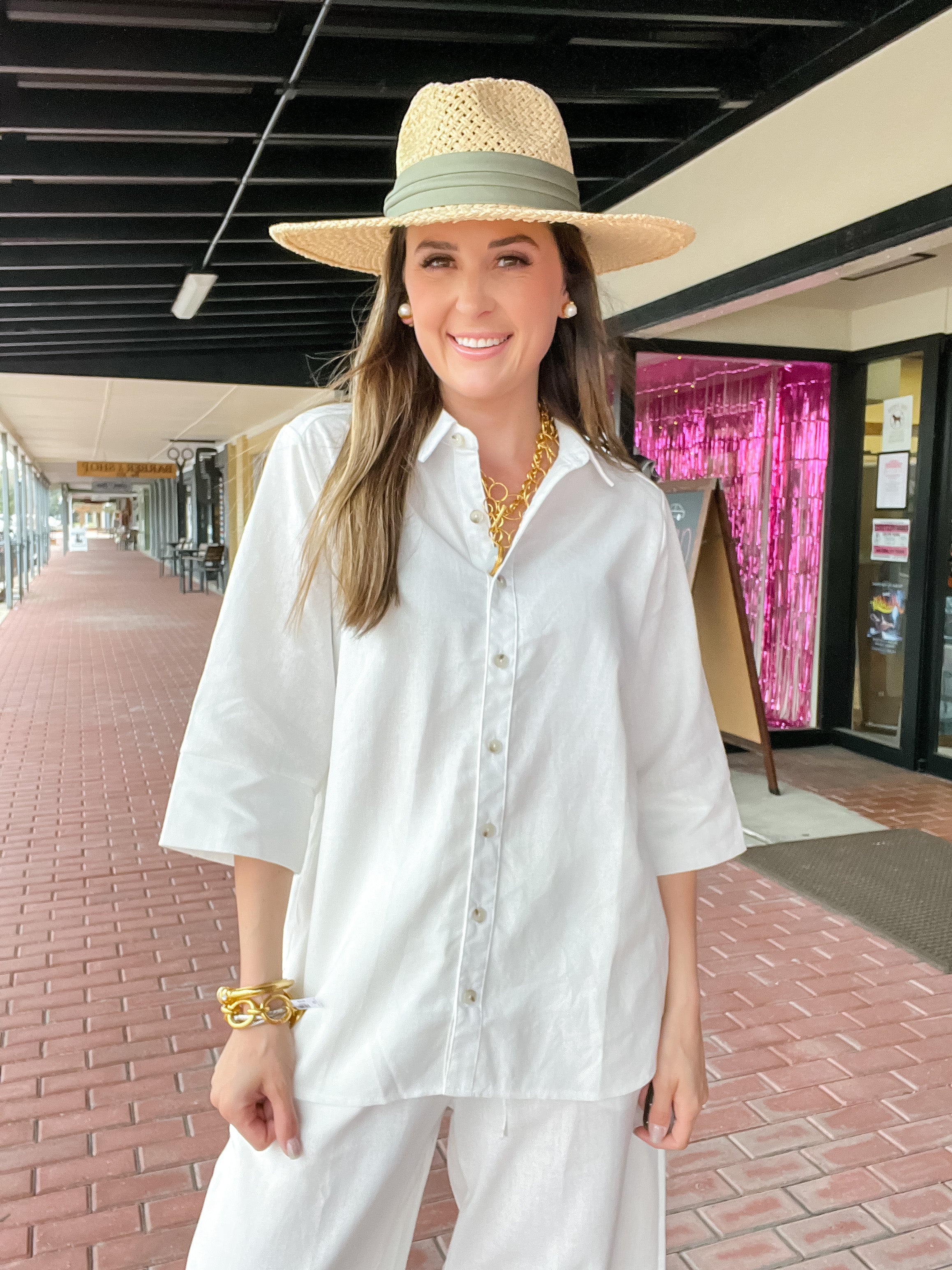 Lucy Linen Button Down Top