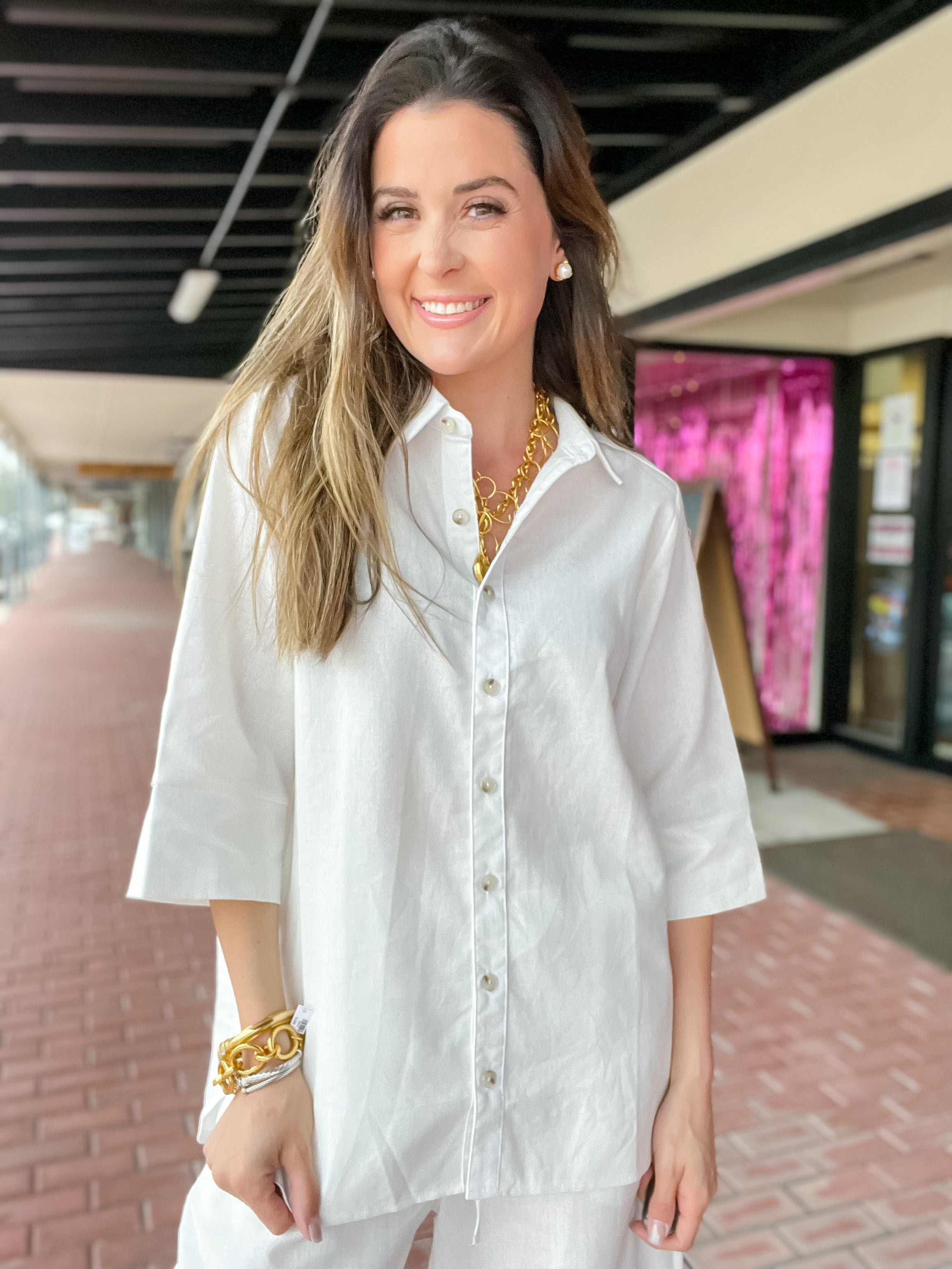 Lucy Linen Button Down Top