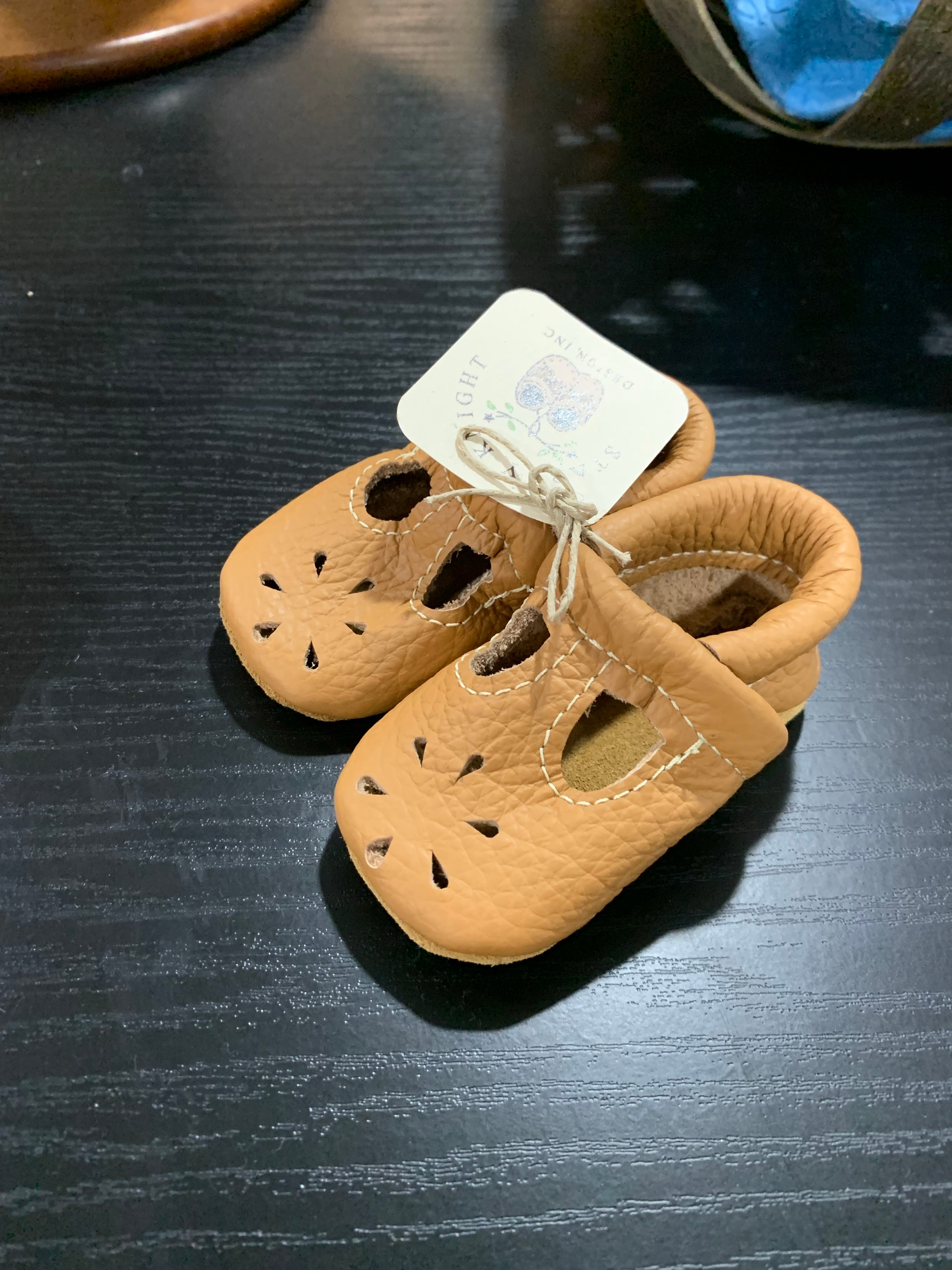 Starry Knight T-Strap Crib Shoe in Camel