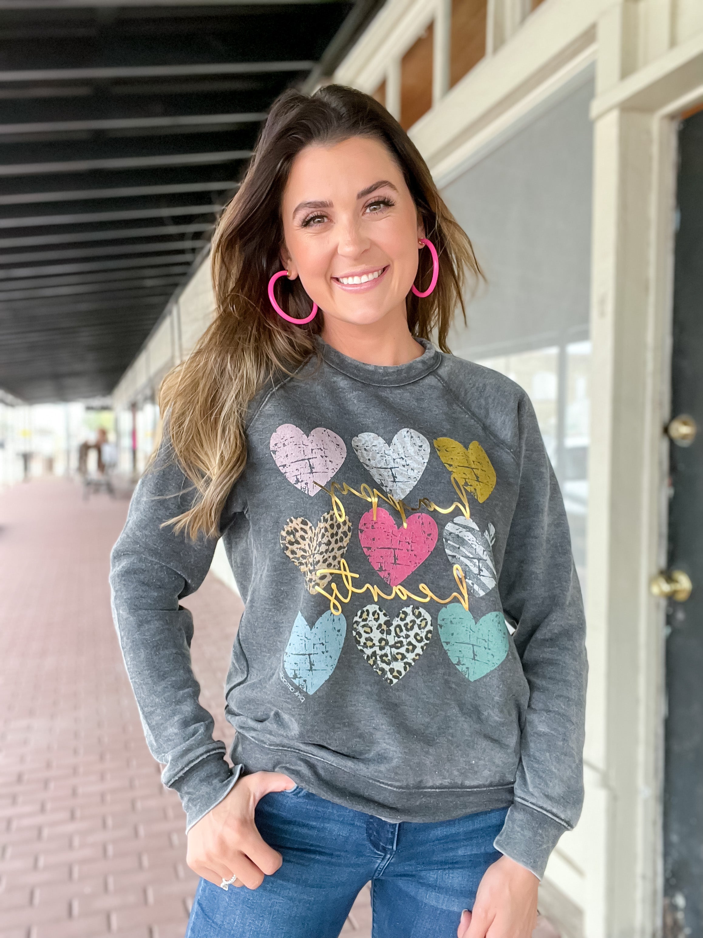 9 Heart Multi Pattern Sweatshirt